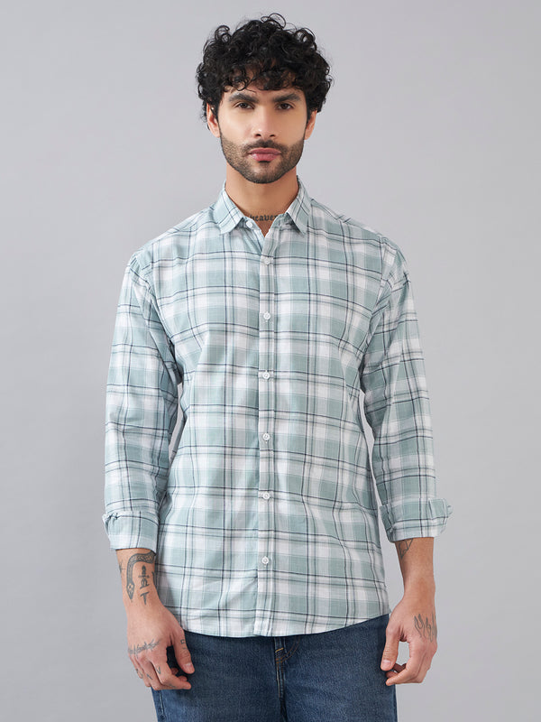 Pale Blue Check Back-Printed Full Sleeve Shirt
