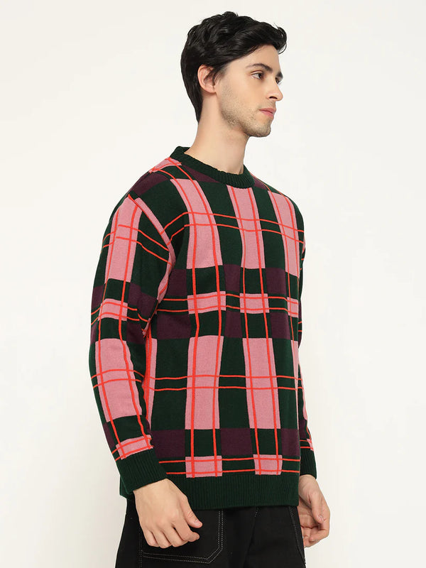 Men’s Checkered Polycotton Sweatshirt – Full Sleeve | Super Warm