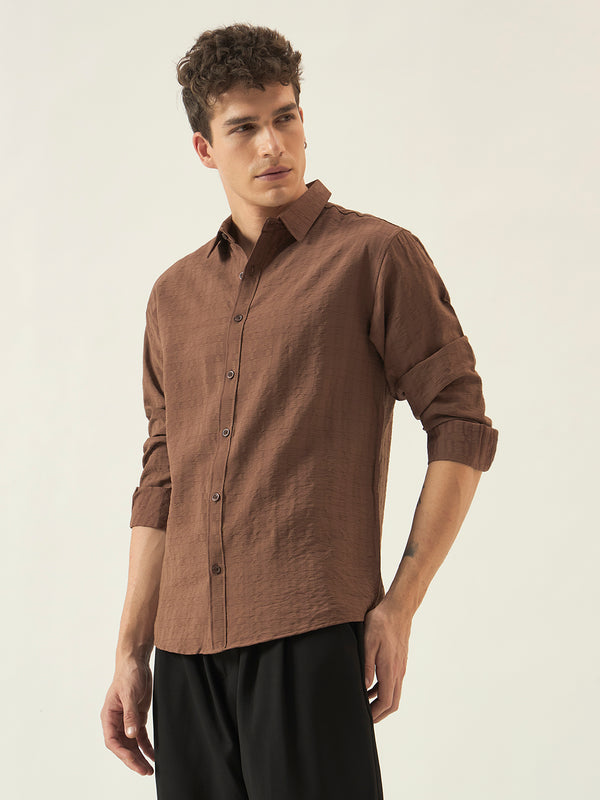The Rich Brown Crinkle Finish Shirt