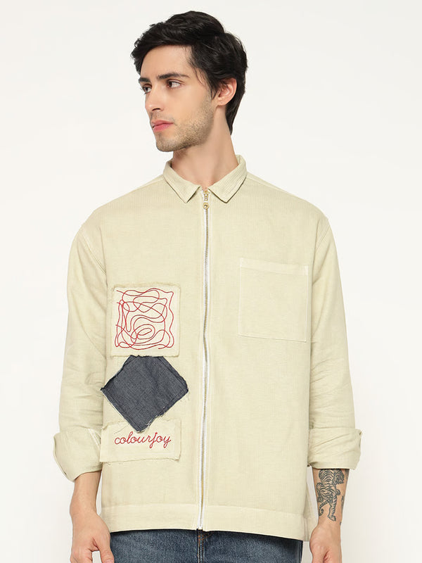 REBELAW Dyed Patchwork Oversized Cotton Jacket