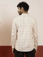 Off-White Satin Cotton Printed Shirt