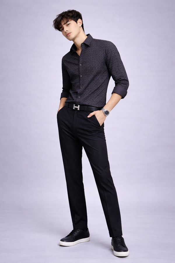 Men’s Satin Cotton Printed Shirt – Regular Fit
