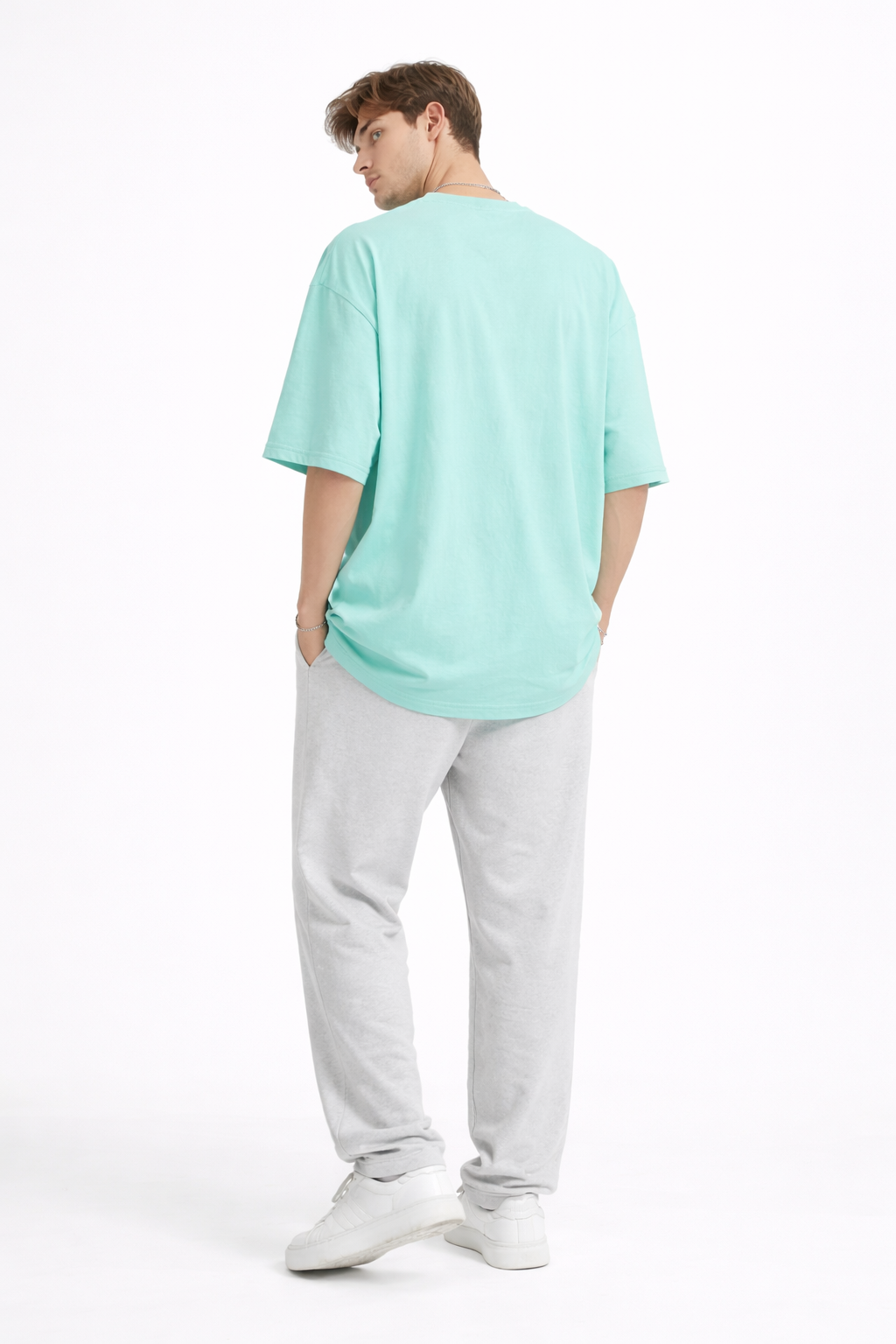Men’s Oversized Drop Shoulder T-Shirt | 100% Premium Cotton | Classic Light Blue
