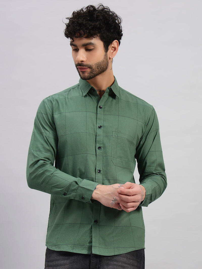 Sage Green Cotton Printed Full Sleeve Shirt