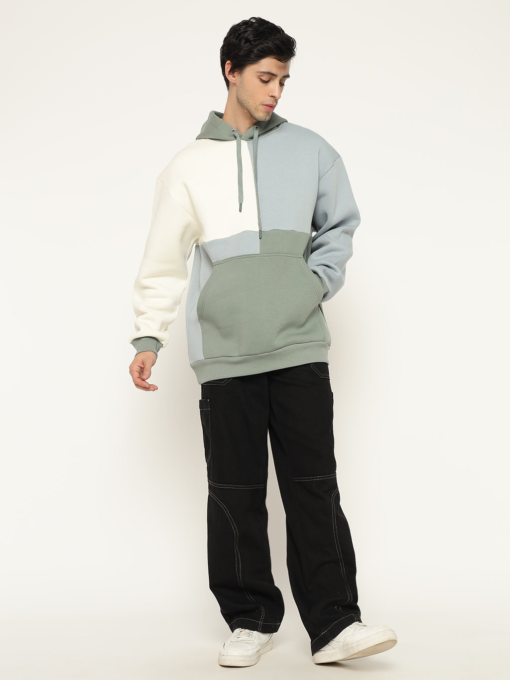 Men’s Colour Block Patch Hoodie – Full Sleeve