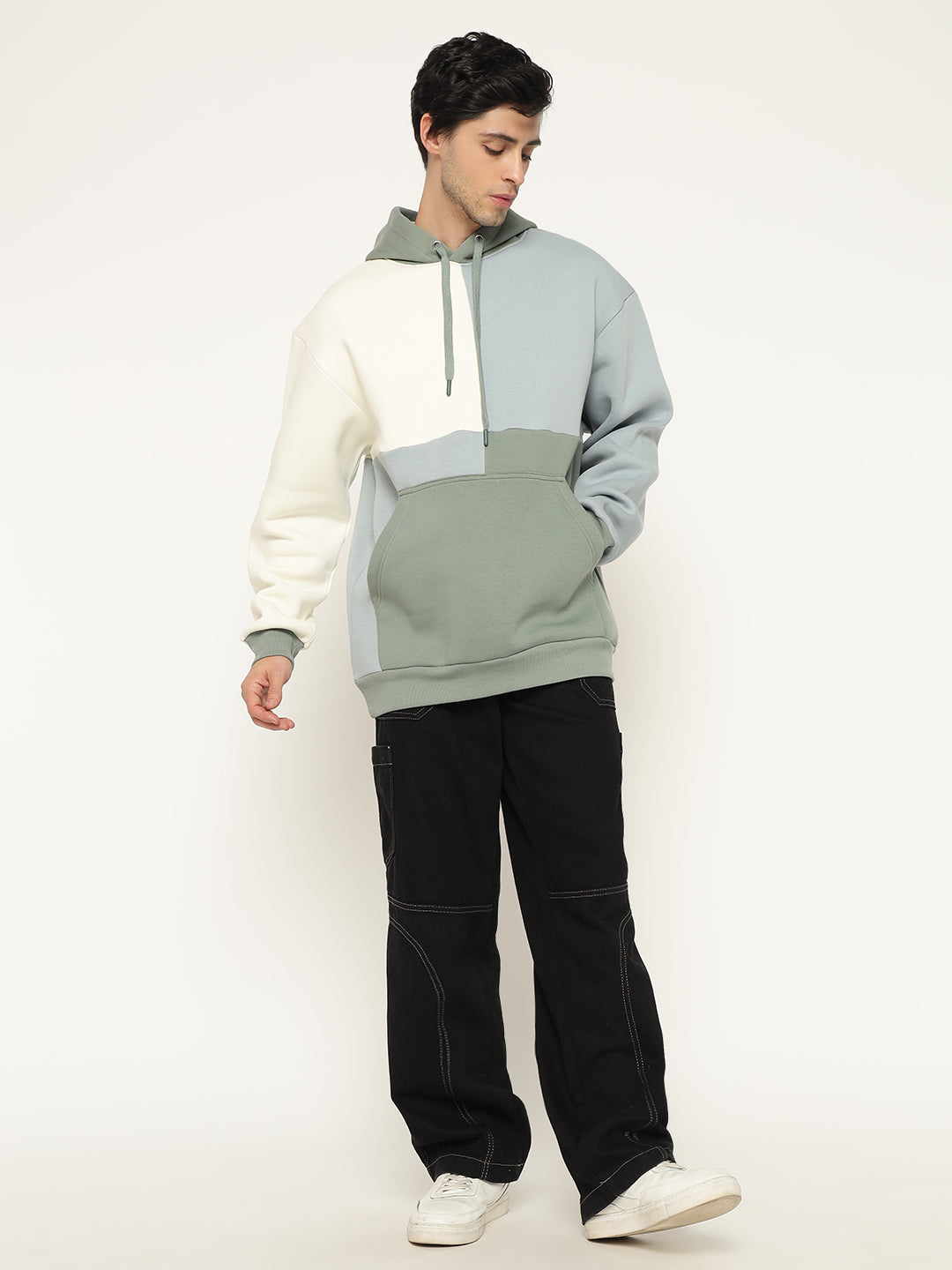 Men’s Colour Block Patch Hoodie – Full Sleeve