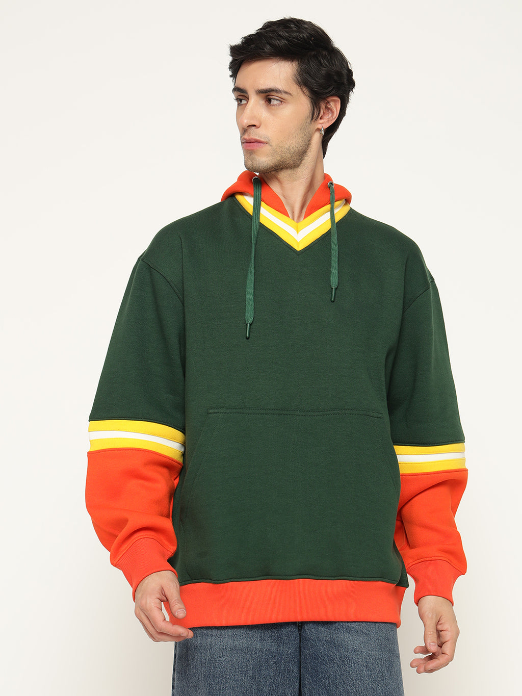 Men’s Colour Block Patch Hoodie – Full Sleeve
