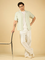 Ivory Seafoam Stripe Cotton Resort Shirt