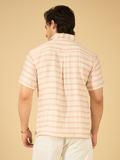 Pink Striped Cotton Resort Shirt