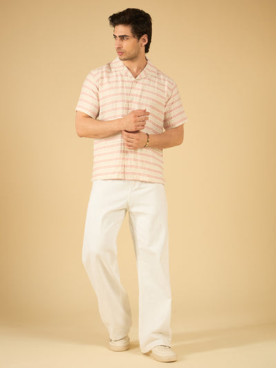 Pink Striped Cotton Resort Shirt