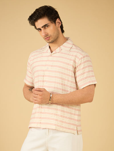 Pink Striped Cotton Resort Shirt