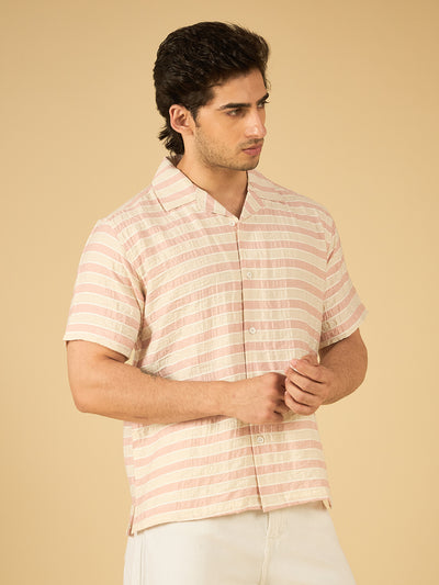 Pink Striped Cotton Resort Shirt
