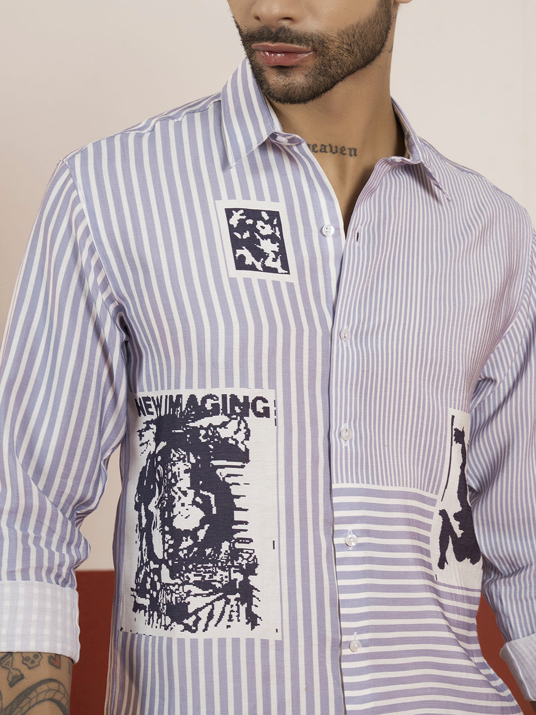 REBELAW Modern Stripe Print Shirt – Regular Fit