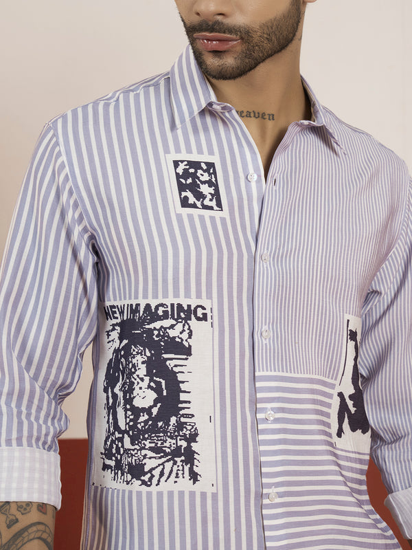 REBELAW Modern Stripe Print Shirt – Regular Fit