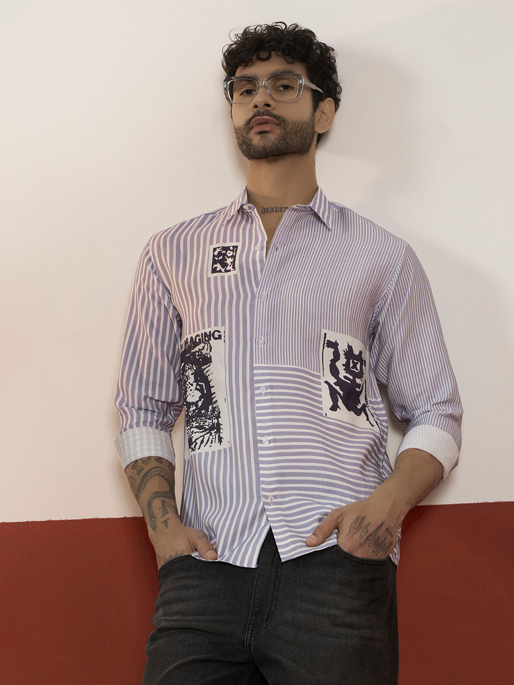 REBELAW Modern Stripe Print Shirt – Regular Fit