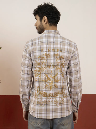 Brown Checks Back Printed Full Sleeve Shirt