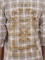 Brown Checks Back Printed Full Sleeve Shirt