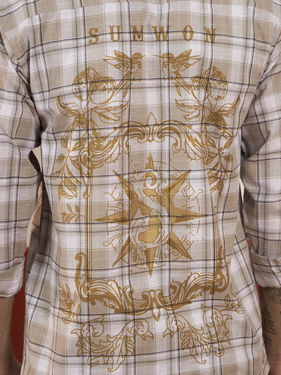 Brown Checks Back Printed Full Sleeve Shirt