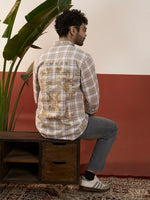 Brown Checks Back Printed Full Sleeve Shirt