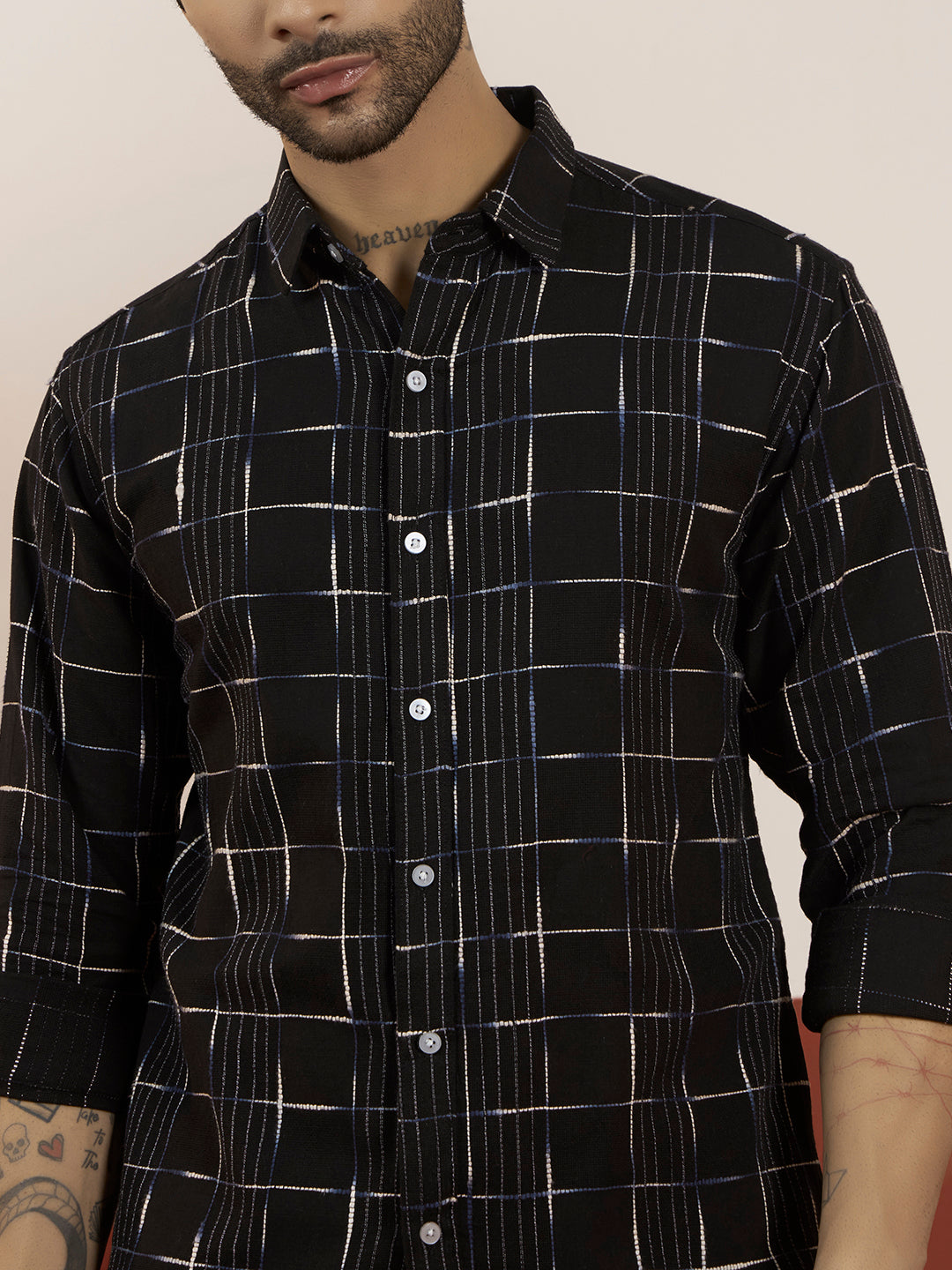 REBELAW Classic Grid Cotton Regular Fit Shirt