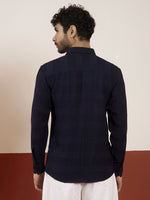 The Dark Blue Ribbed Texture Shirt