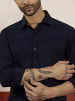 The Dark Blue Ribbed Texture Shirt