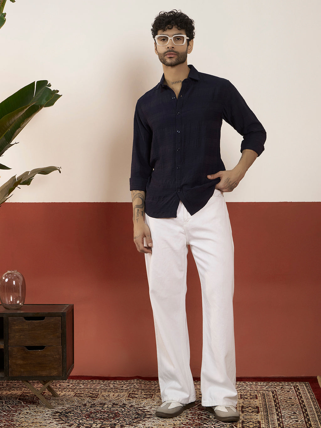 The Black Ribbed Texture Shirt