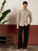 REBELAW Premium Beige Stripe Cotton Regular Fit Shirt