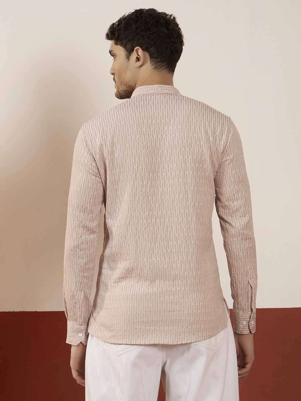 Textured Pink Short Kurta