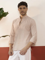 Textured Pink Short Kurta