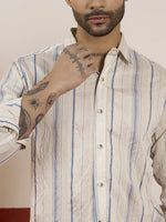 Men’s Regular Fit Polycotton Shirt with Blue Stripe