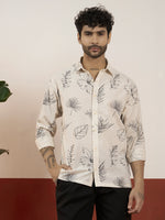 Ivory Breeze Cotton Linen Printed Shirt