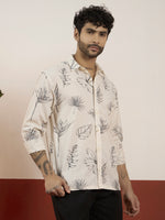 Ivory Breeze Cotton Linen Printed Shirt