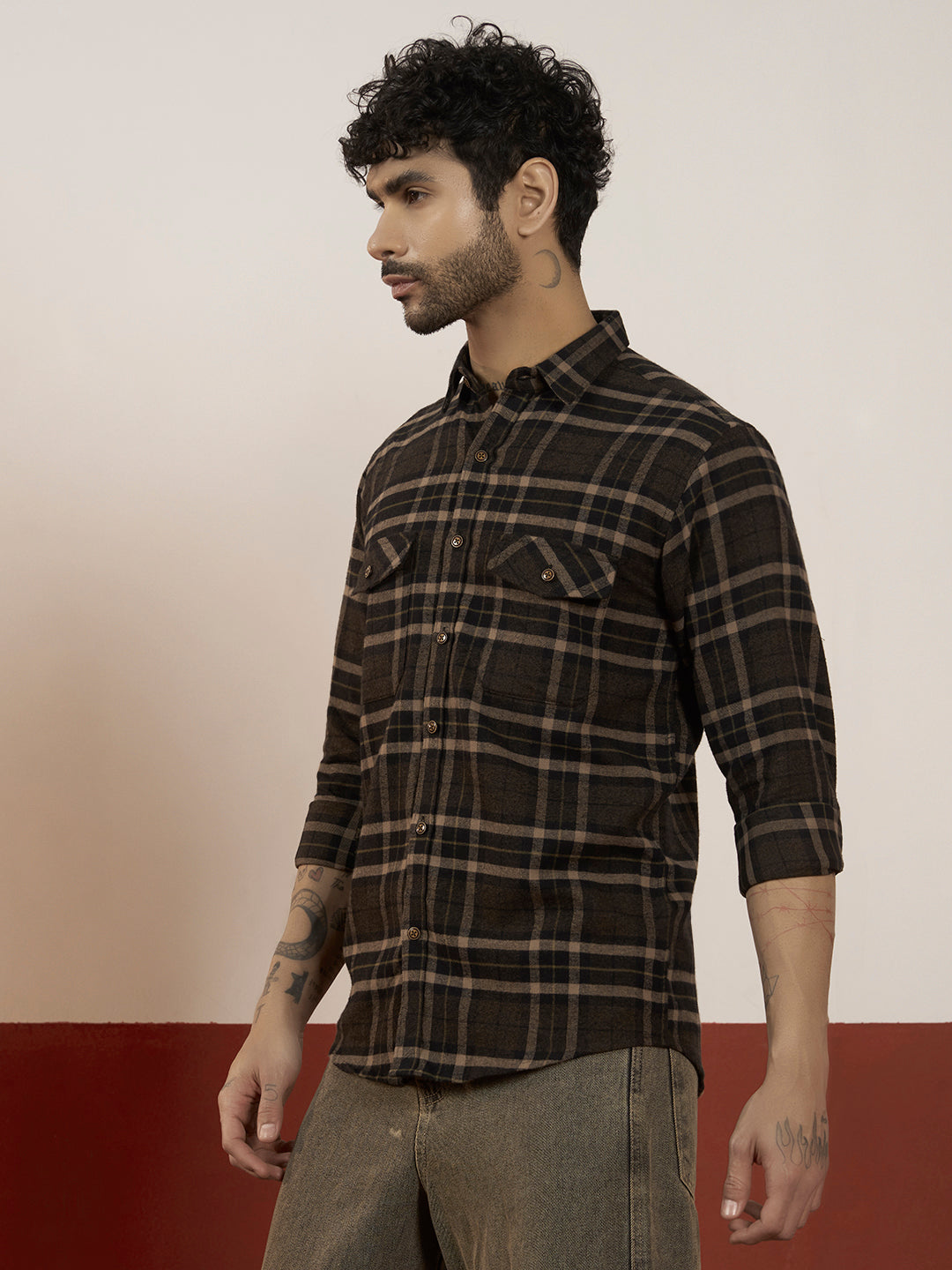 Men’s Brushed Cotton Flannel Full Sleeve Shirt – Regular Fit