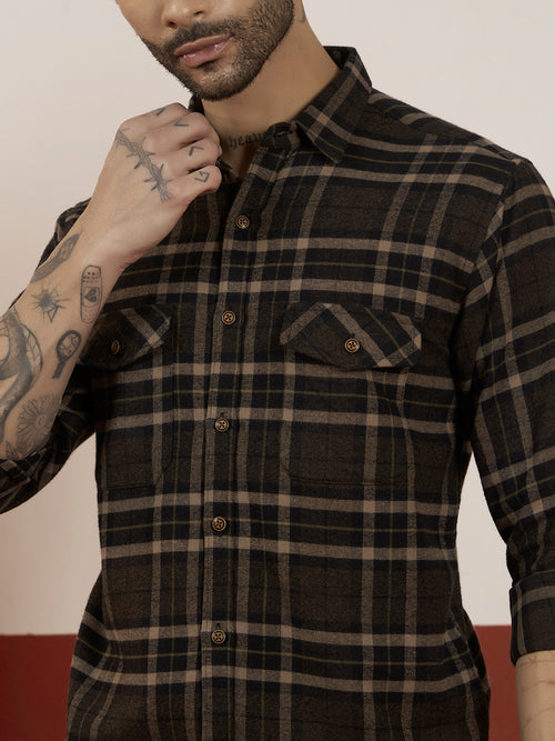 Men’s Brushed Cotton Flannel Full Sleeve Shirt – Regular Fit
