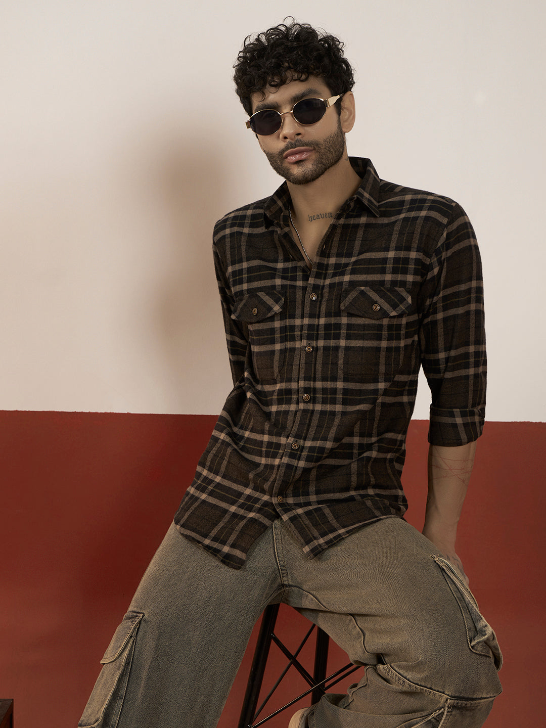 REBELAW Brushed Check Regular Fit Shirt