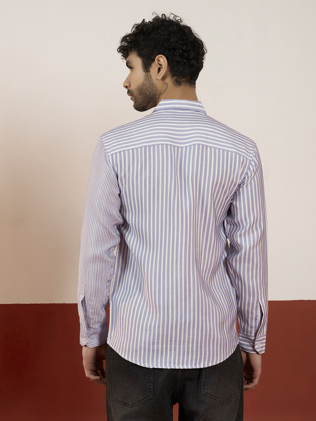 REBELAW Modern Stripe Print Shirt – Regular Fit