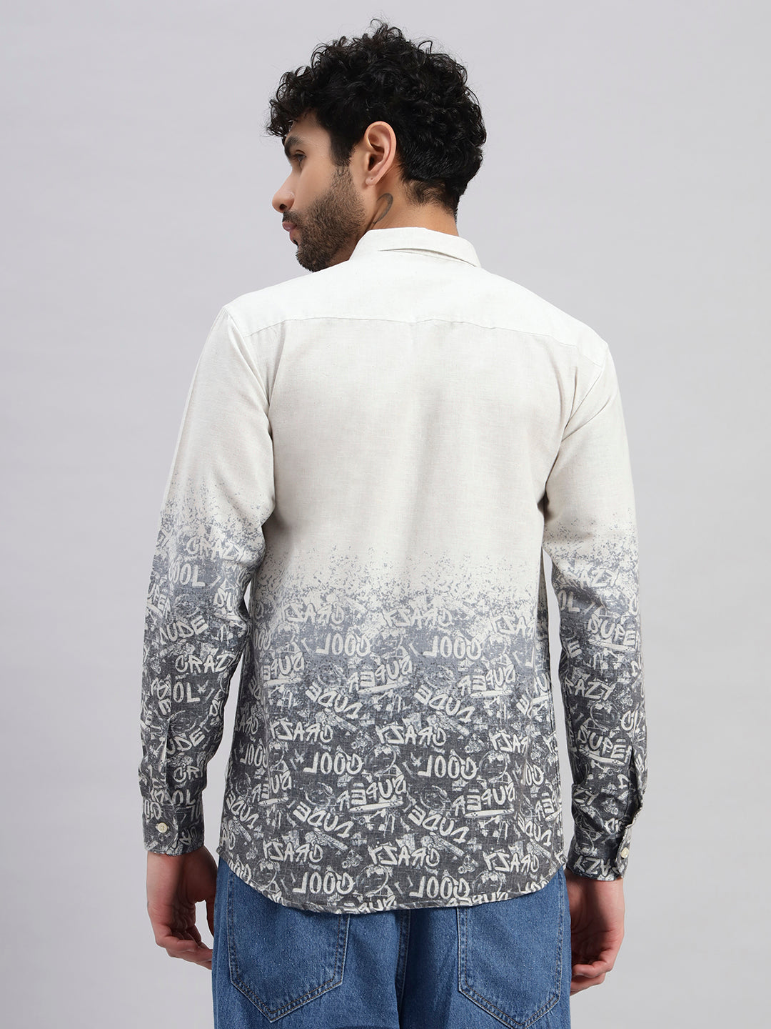 Men’s Cotton Linen Ombre Pattern Full Sleeve Shirt – Regular Fit