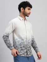 Men’s Cotton Linen Ombre Pattern Full Sleeve Shirt – Regular Fit