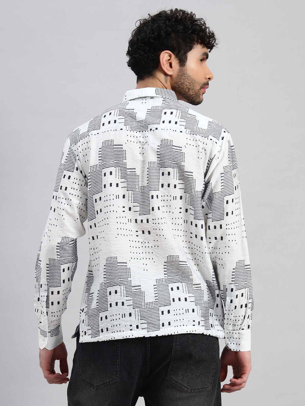 REBELAW Urban Grid Print Wrinkle-Free Cotton Blend Shirt