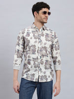 REBELAW Soft Bloom Cotton Linen Floral Shirt