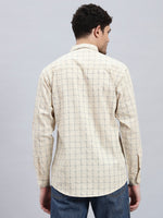 Men's Beige Checked Shirt