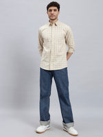 Men's Beige Checked Shirt