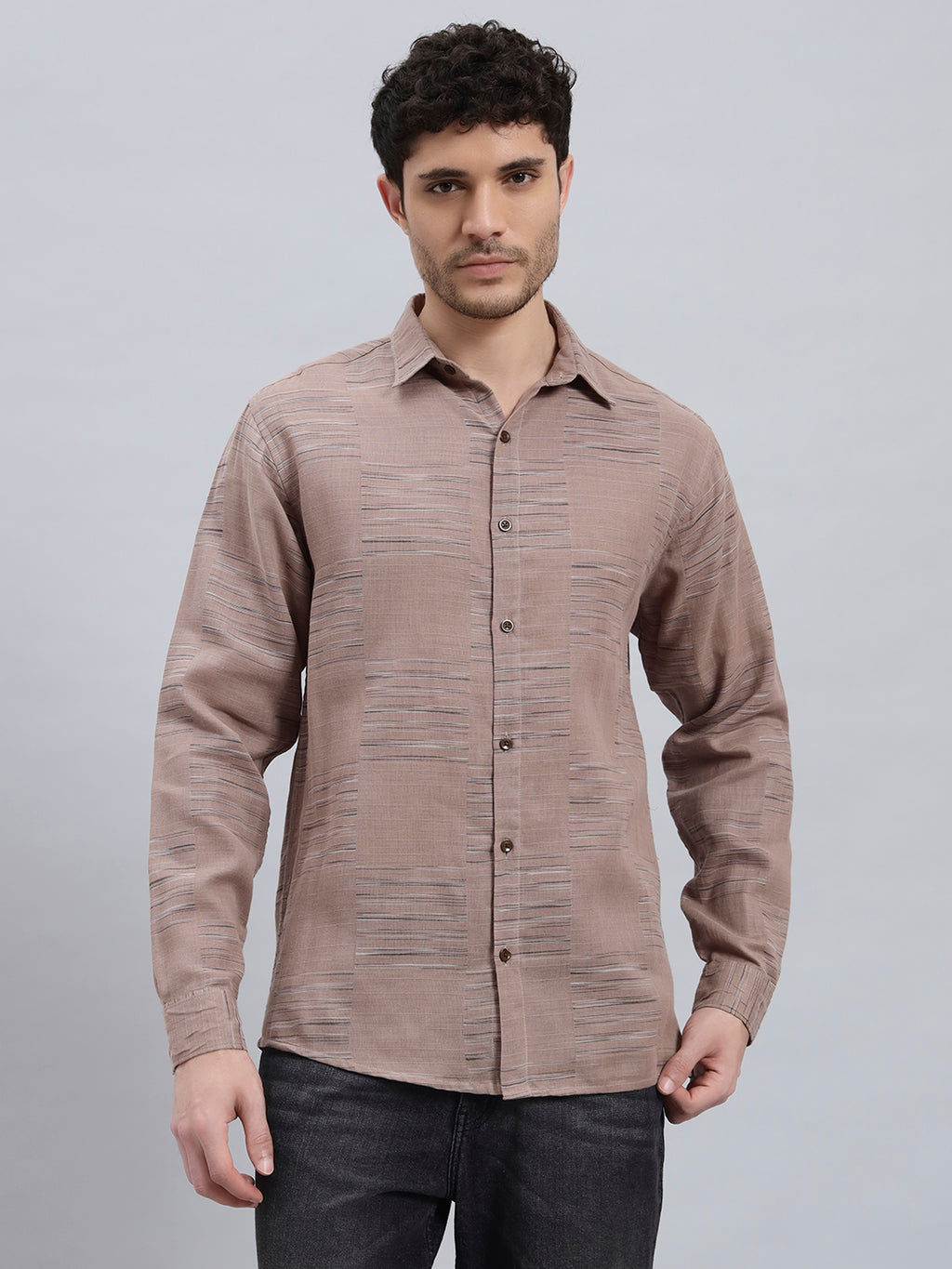 REBELAW Textured Twill Cotton Regular Fit Shirt