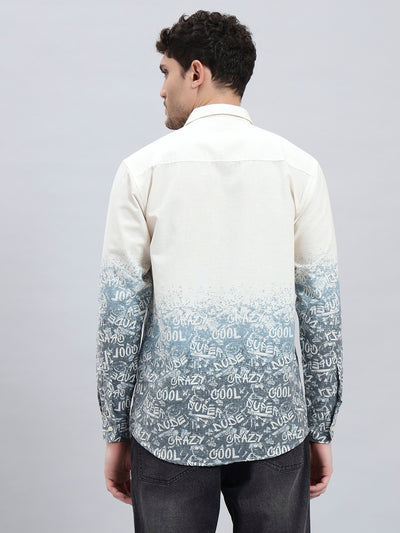 REBELAW Alphabet Print Cotton Linen Shirt