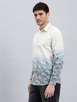 REBELAW Alphabet Print Cotton Linen Shirt