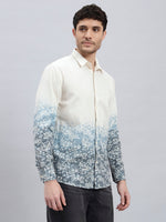 REBELAW Alphabet Print Cotton Linen Shirt
