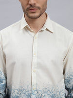 REBELAW Alphabet Print Cotton Linen Shirt