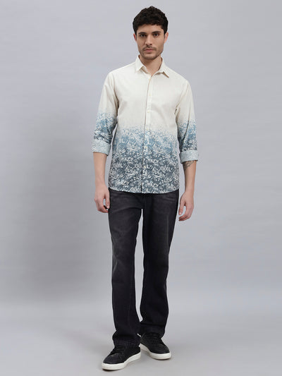 REBELAW Alphabet Print Cotton Linen Shirt