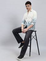 REBELAW Alphabet Print Cotton Linen Shirt
